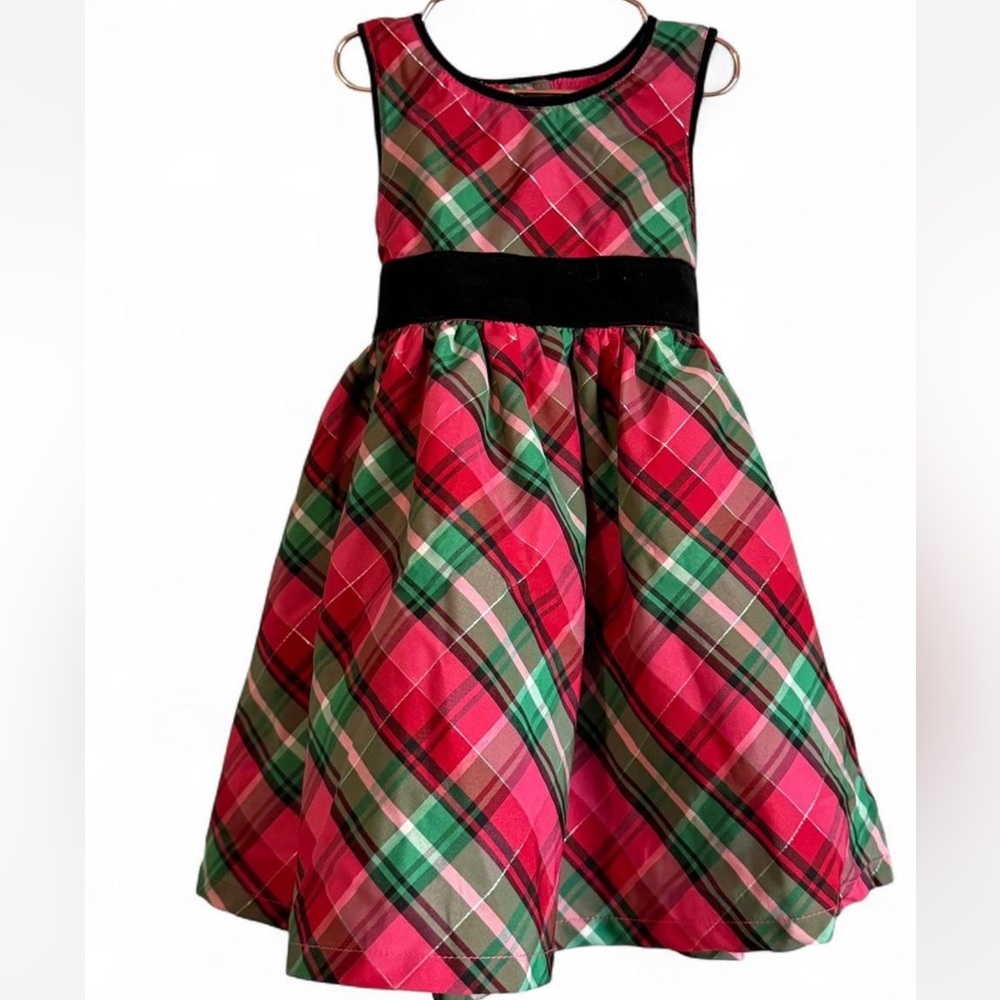 OshKosh B’gosh 2T Girls Red Green and Black‎ Velvet Trim